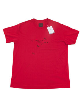 NWT Givenchy Red Trompe-l'oeil Graphic Logo T-Shirt Men's Size Large